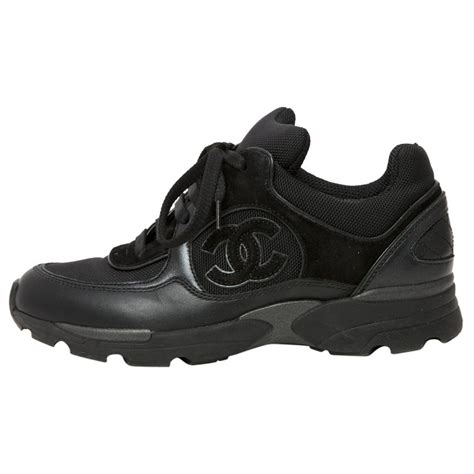 chanel trainers all black womens